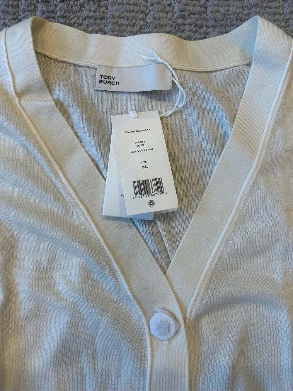 Tory Burch Simone Cardigan New Ivory XL